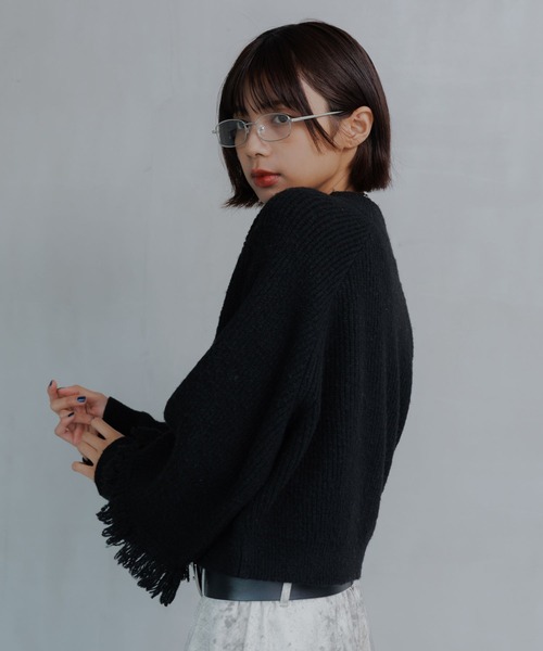 PAGEBOY（ページボーイ）の「フリンジスリーブショートハイネック（Tシャツ/カットソー・レディース・オフホワイト/グレー/ターコイズブルー/ブラック・FREE）」の9枚目の写真