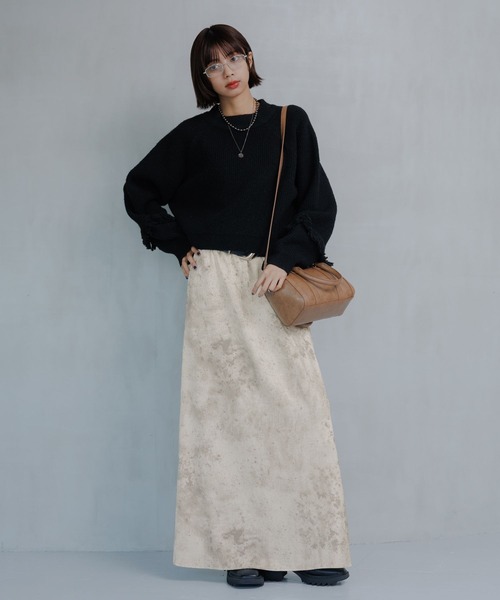 PAGEBOY（ページボーイ）の「フリンジスリーブショートハイネック（Tシャツ/カットソー・レディース・オフホワイト/グレー/ターコイズブルー/ブラック・FREE）」の5枚目の写真