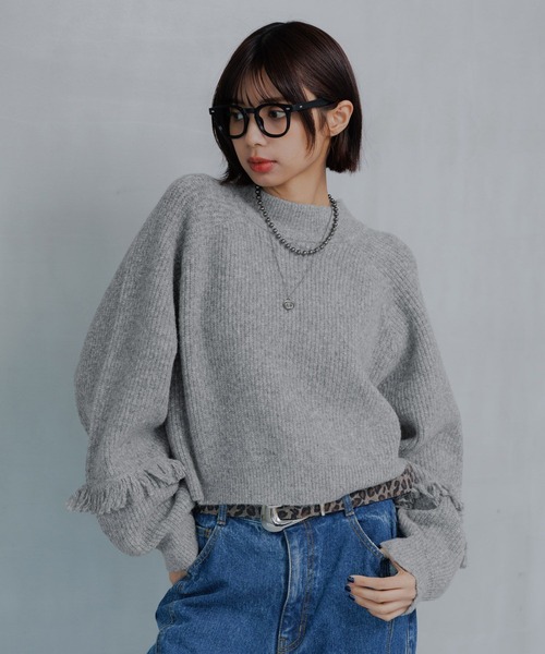 PAGEBOY（ページボーイ）の「フリンジスリーブショートハイネック（Tシャツ/カットソー・レディース・オフホワイト/グレー/ターコイズブルー/ブラック・FREE）」の20枚目の写真