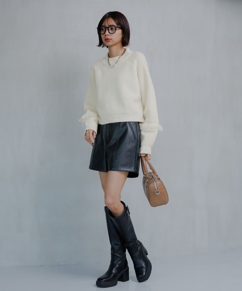 PAGEBOY（ページボーイ）の「フリンジスリーブショートハイネック（Tシャツ/カットソー・レディース・オフホワイト/グレー/ターコイズブルー/ブラック・FREE）」の12枚目の写真