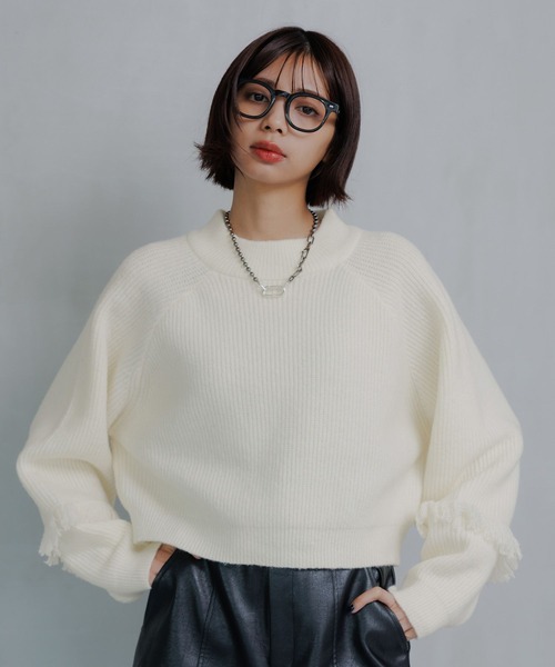 PAGEBOY（ページボーイ）の「フリンジスリーブショートハイネック（Tシャツ/カットソー・レディース・オフホワイト/グレー/ターコイズブルー/ブラック・FREE）」の14枚目の写真