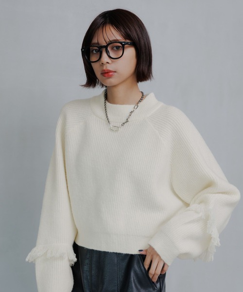 PAGEBOY（ページボーイ）の「フリンジスリーブショートハイネック（Tシャツ/カットソー・レディース・オフホワイト/グレー/ターコイズブルー/ブラック・FREE）」の15枚目の写真