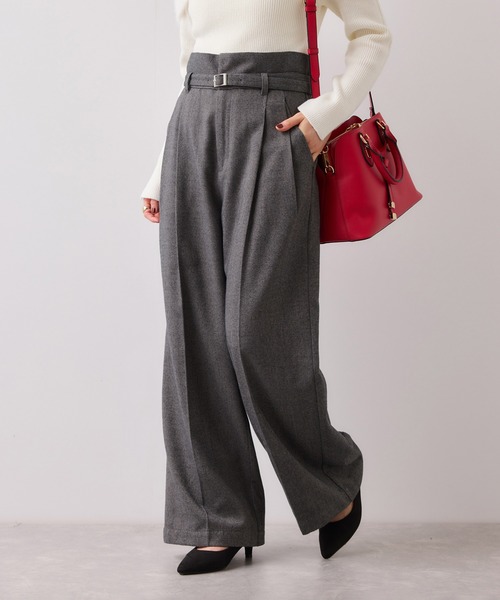 VIS（ビス）の「起毛ウールライク版ベルトディテールタックワイドパンツ（その他パンツ・レディース・スミクロ/キナリ/グレー・SS/S/M）」の11枚目の写真