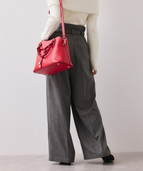 VIS（ビス）の「起毛ウールライク版ベルトディテールタックワイドパンツ（その他パンツ・レディース・スミクロ/キナリ/グレー・SS/S/M）」の12枚目の写真