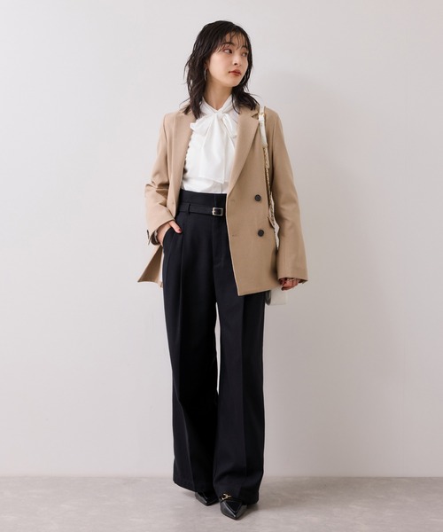 VIS（ビス）の「起毛ウールライク版ベルトディテールタックワイドパンツ（その他パンツ・レディース・スミクロ/キナリ/グレー・SS/S/M）」の20枚目の写真