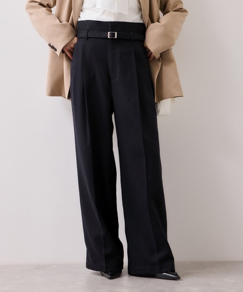 VIS（ビス）の「起毛ウールライク版ベルトディテールタックワイドパンツ（その他パンツ・レディース・スミクロ/キナリ/グレー・SS/S/M）」の16枚目の写真