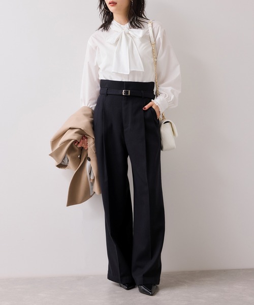 VIS（ビス）の「起毛ウールライク版ベルトディテールタックワイドパンツ（その他パンツ・レディース・スミクロ/キナリ/グレー・SS/S/M）」の18枚目の写真