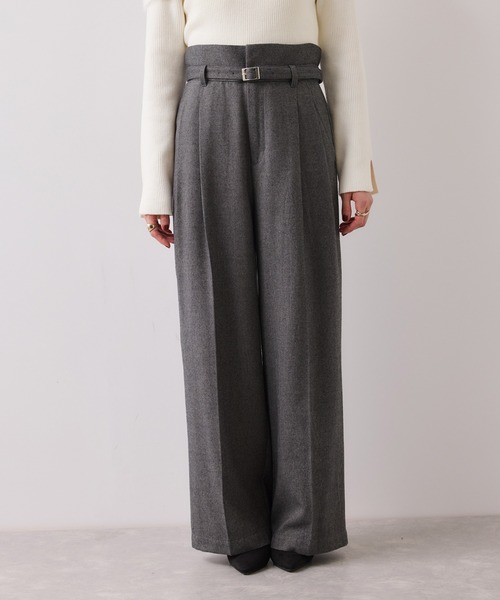 VIS（ビス）の「起毛ウールライク版ベルトディテールタックワイドパンツ（その他パンツ・レディース・スミクロ/キナリ/グレー・SS/S/M）」の21枚目の写真