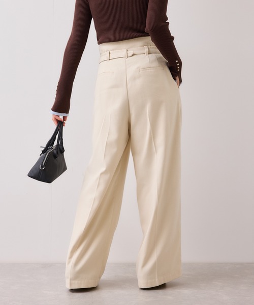 VIS（ビス）の「起毛ウールライク版ベルトディテールタックワイドパンツ（その他パンツ・レディース・スミクロ/キナリ/グレー・SS/S/M）」の8枚目の写真