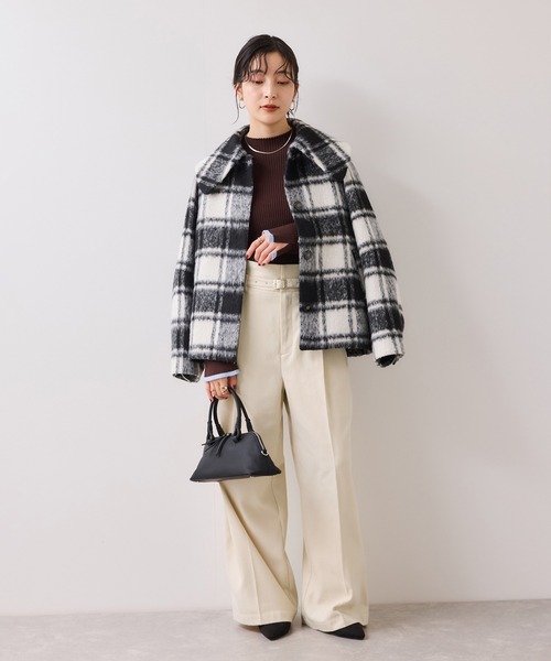 VIS（ビス）の「起毛ウールライク版ベルトディテールタックワイドパンツ（その他パンツ・レディース・スミクロ/キナリ/グレー・SS/S/M）」の9枚目の写真