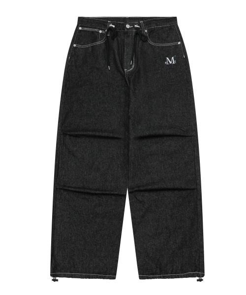 MUCENT(ムセント)の「シグニチャー円形バッグロゴデニムパンツ 男女共用(デニムパンツ・レディース・ブラック・FREE)」の3枚目の写真