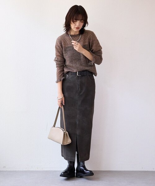 RIVE DROITE（リヴドロワ）の「【à Nice （ア ・ニース）】モヘヤジャカードニット（ニット/セーター・レディース・ベージュ/ブラウン・FREE）」の18枚目の写真