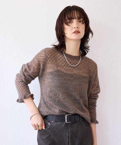 RIVE DROITE（リヴドロワ）の「【à Nice （ア ・ニース）】モヘヤジャカードニット（ニット/セーター・レディース・ベージュ/ブラウン・FREE）」の21枚目の写真