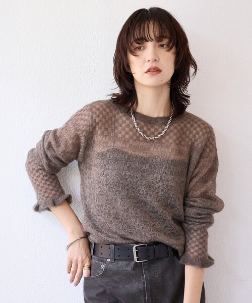 RIVE DROITE（リヴドロワ）の「【à Nice （ア ・ニース）】モヘヤジャカードニット（ニット/セーター・レディース・ベージュ/ブラウン・FREE）」の22枚目の写真