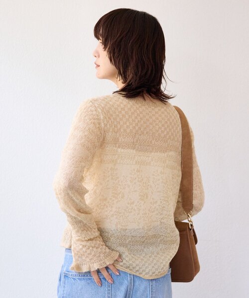 RIVE DROITE（リヴドロワ）の「【à Nice （ア ・ニース）】モヘヤジャカードニット（ニット/セーター・レディース・ベージュ/ブラウン・FREE）」の8枚目の写真