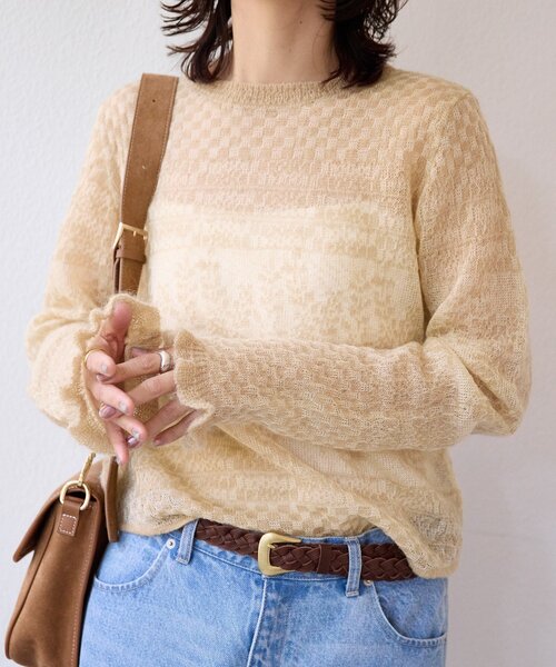 RIVE DROITE（リヴドロワ）の「【à Nice （ア ・ニース）】モヘヤジャカードニット（ニット/セーター・レディース・ベージュ/ブラウン・FREE）」の9枚目の写真