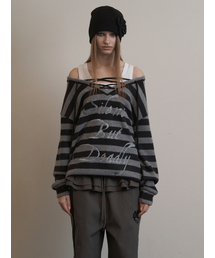 SETUP-EXE（セットアップイーエックスイー）の「STRIPE V-NECK MTM / BLACK（スウェット）」