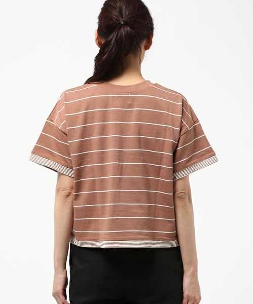 OUTLET（アウトレット）の「【Discoat Petit】20/2細ボーダーショートT（Tシャツ/カットソー・レディース・キャメル・FREE）」の4枚目の写真
