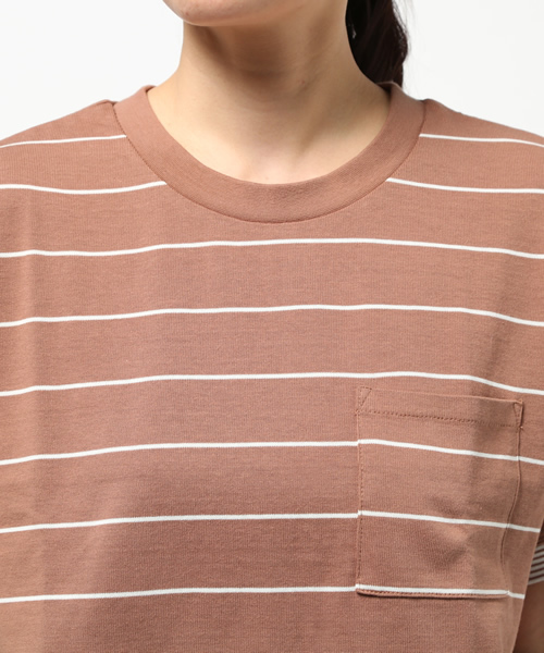 OUTLET（アウトレット）の「【Discoat Petit】20/2細ボーダーショートT（Tシャツ/カットソー・レディース・キャメル・FREE）」の5枚目の写真
