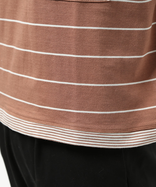 OUTLET（アウトレット）の「【Discoat Petit】20/2細ボーダーショートT（Tシャツ/カットソー・レディース・キャメル・FREE）」の8枚目の写真