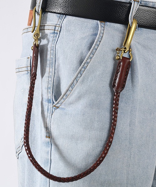 セール】編み込みタイプ レザー ウォレットコード（ウォレットチェーン