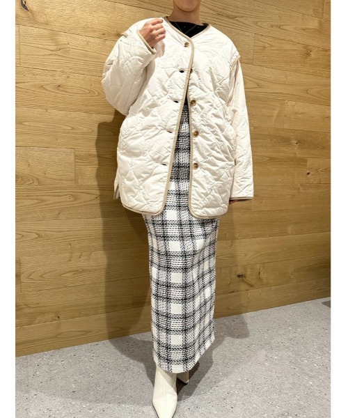 fifth（フィフス）の「マルチウェイリバーシブルキルトボアブルゾン（ブルゾン・レディース・ベージュ/アイボリー/ブラック・M）」の2枚目の写真