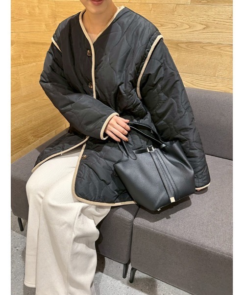 fifth（フィフス）の「マルチウェイリバーシブルキルトボアブルゾン（ブルゾン・レディース・ベージュ/アイボリー/ブラック・M）」の3枚目の写真