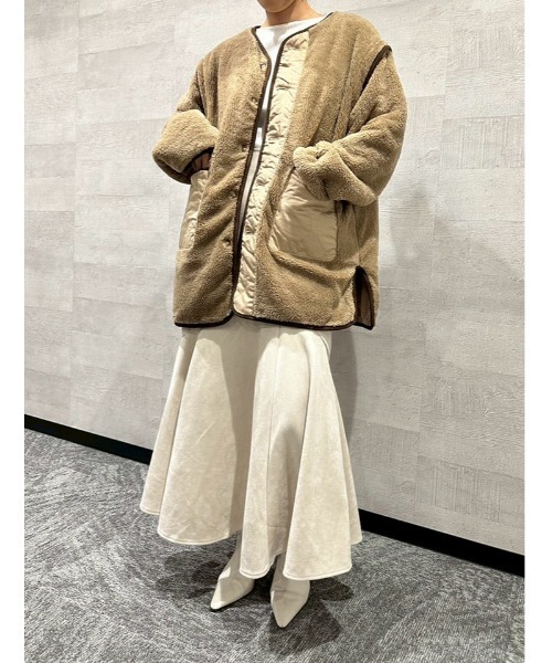 fifth（フィフス）の「マルチウェイリバーシブルキルトボアブルゾン（ブルゾン・レディース・ベージュ/アイボリー/ブラック・M）」の5枚目の写真