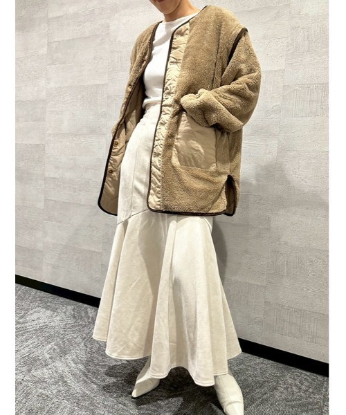 fifth（フィフス）の「マルチウェイリバーシブルキルトボアブルゾン（ブルゾン・レディース・ベージュ/アイボリー/ブラック・M）」の8枚目の写真