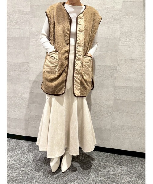 fifth（フィフス）の「マルチウェイリバーシブルキルトボアブルゾン（ブルゾン・レディース・ベージュ/アイボリー/ブラック・M）」の6枚目の写真