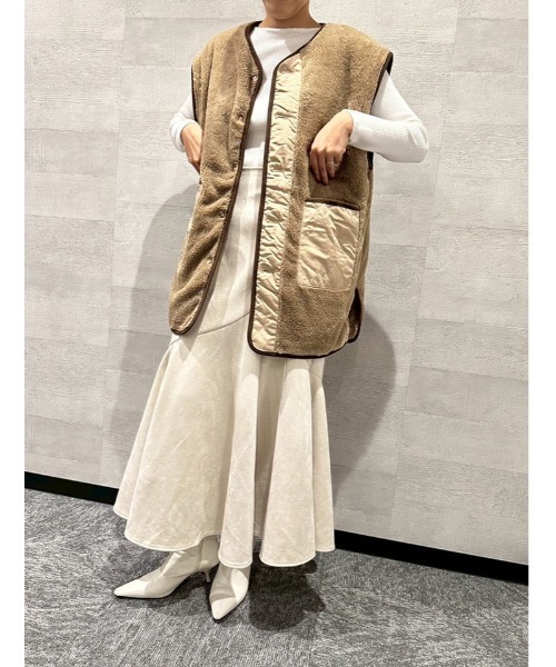 fifth（フィフス）の「マルチウェイリバーシブルキルトボアブルゾン（ブルゾン・レディース・ベージュ/アイボリー/ブラック・M）」の7枚目の写真