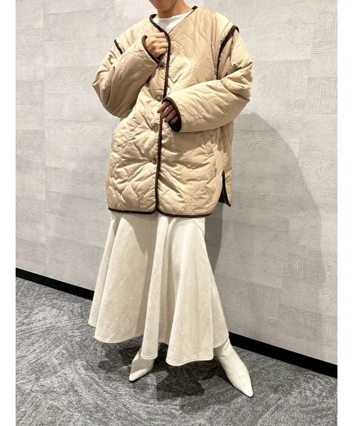 fifth（フィフス）の「マルチウェイリバーシブルキルトボアブルゾン（ブルゾン・レディース・ベージュ/アイボリー/ブラック・M）」の4枚目の写真