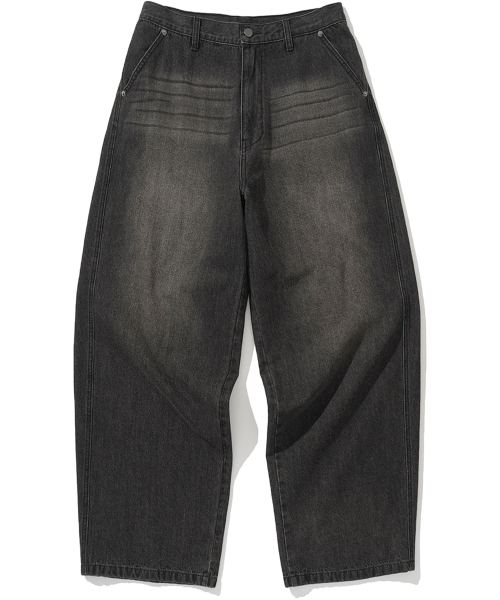 NOT4NERD(ノットフォーナード)の「Linen Like Curved Semi Wide Denim Pants - Black(デニムパンツ・レディース・その他・SMALL/MEDIUM/LARGE/X-LARGE)」の2枚目の写真