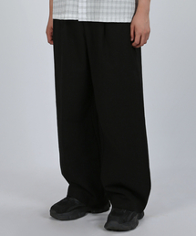 LINEN TEX WIDE BANDING PANTS (BLACK)