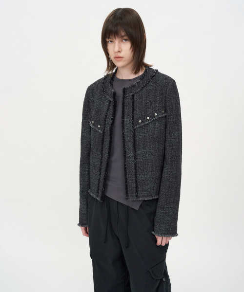 INSILENCE WOMEN(インサイレンスウーマン)の「ヴィンテージスタッズツイードジャケット CHARCOAL(その他アウター・レディース・その他・MEDIUM/SMALL)」の1枚目の写真