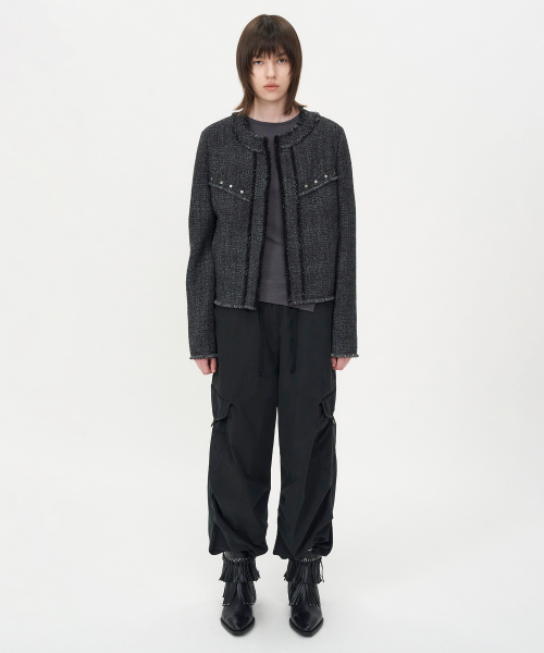 INSILENCE WOMEN(インサイレンスウーマン)の「ヴィンテージスタッズツイードジャケット CHARCOAL(その他アウター・レディース・その他・MEDIUM/SMALL)」の3枚目の写真