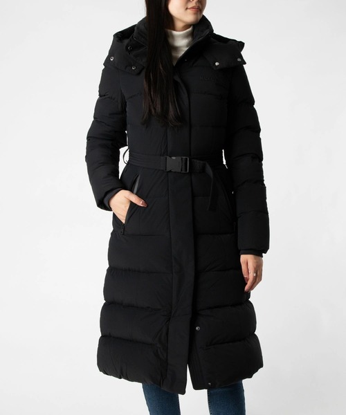 Mackage(マッカージュ)の「Mackage CORALIA-CITY Hooded Light Down Coat マッカージュ コラリア シティ ロング ダウンジャケット(ダウンジャケット/コート・レディース・ブラック/クリーム・MEDIUM/X-SMALL/SMALL)」の4枚目の写真