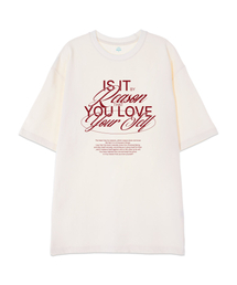 [オーバーサイズ]リズン 13番手 綿 ラウンドネック 半袖Tシャツ_アイボリー