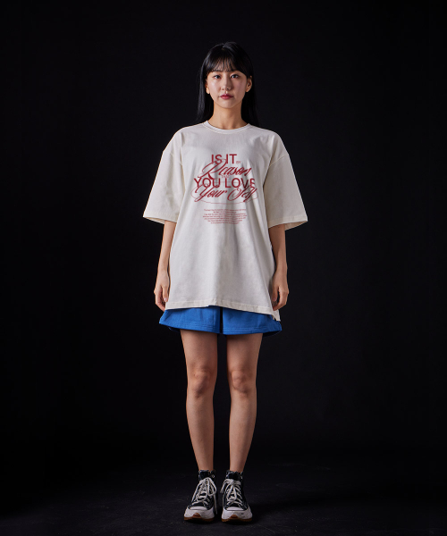 ASTRAL PROJECTION（アストラルプロジェクション）の「[オーバーサイズ]リズン 13番手 綿 ラウンドネック 半袖Tシャツ_アイボリー（Tシャツ/カットソー・メンズ・その他・LARGE/MEDIUM/XX-LARGE）」の4枚目の写真