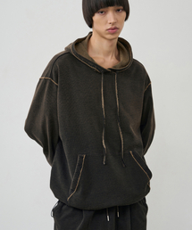 デニムスウェットナチュラルフードTシャツ[ヴィンテージブラック]