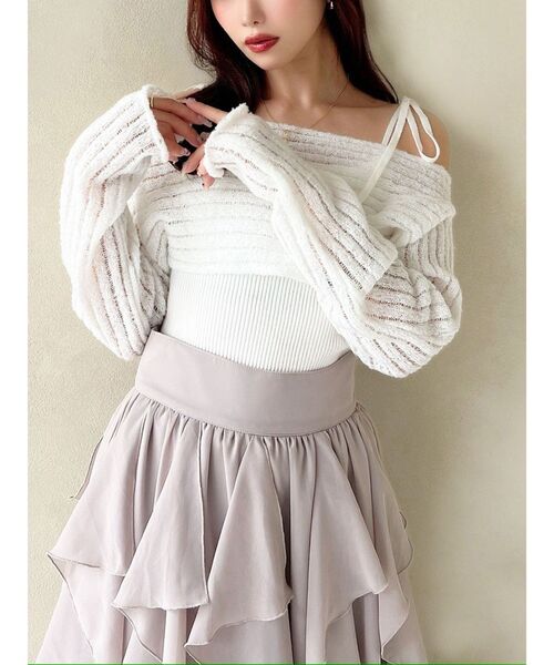 RESEXXY(リゼクシー)の「レイヤードニットトップス(ニット/セーター・レディース・レッド/ホワイト/ブラック・FREE)」の2枚目の写真