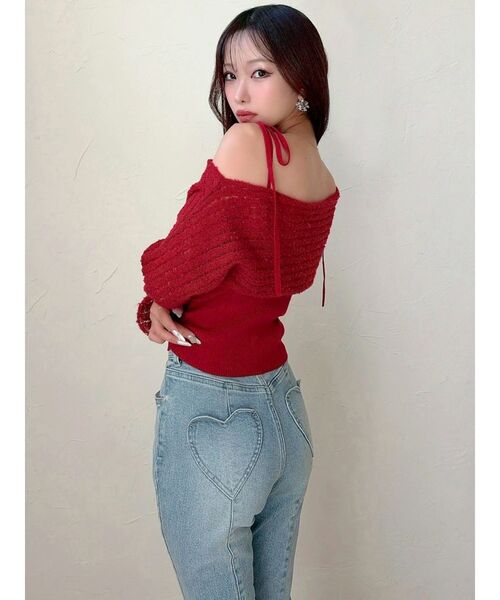 RESEXXY(リゼクシー)の「レイヤードニットトップス(ニット/セーター・レディース・レッド/ホワイト/ブラック・FREE)」の8枚目の写真