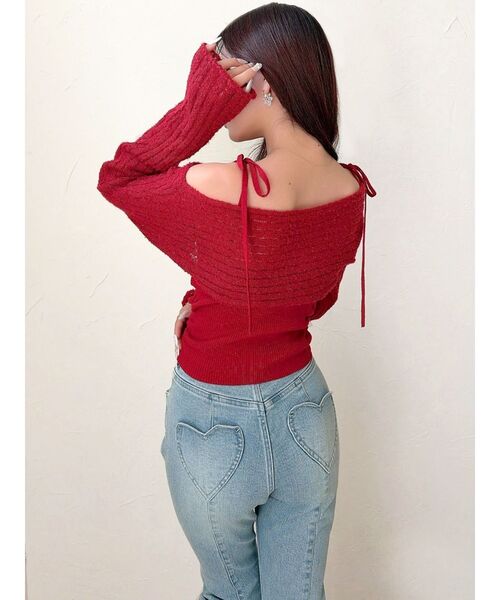 RESEXXY(リゼクシー)の「レイヤードニットトップス(ニット/セーター・レディース・レッド/ホワイト/ブラック・FREE)」の7枚目の写真