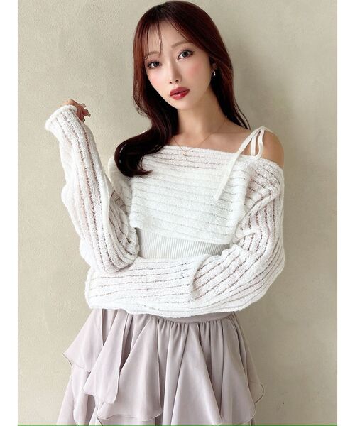 RESEXXY(リゼクシー)の「レイヤードニットトップス(ニット/セーター・レディース・レッド/ホワイト/ブラック・FREE)」の21枚目の写真