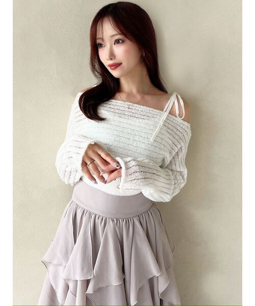 RESEXXY(リゼクシー)の「レイヤードニットトップス(ニット/セーター・レディース・レッド/ホワイト/ブラック・FREE)」の19枚目の写真