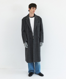 WINDER（ワインダー）の「STRAP POCKET WOOL DOUBLE COAT - DARK GREY（チェスターコート）」