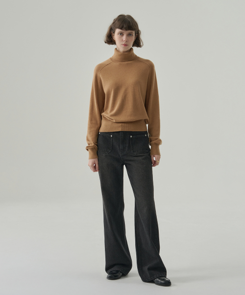 DRAWFIT WOMEN（ドローフィットウーマン）の「カシミヤウールスリットタートルネックプルオーバーニット [キャメル]（ニット/セーター・レディース・その他・SMALL/MEDIUM）」の2枚目の写真