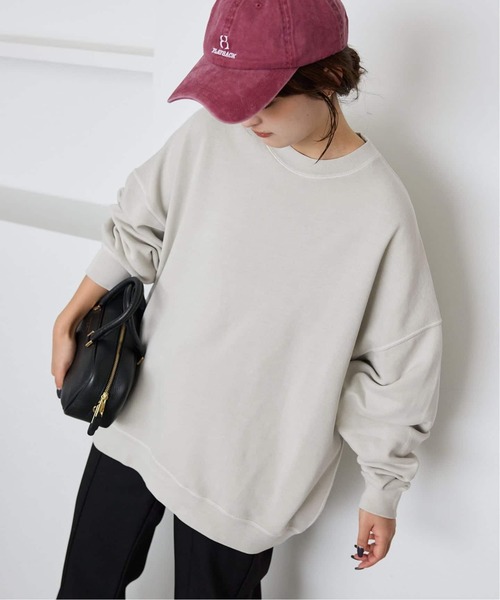 SLOBE IENA(スローブイエナ)の「《WEB限定/追加3》ビックシルエットピグメント裏毛プルオーバー(スウェット・レディース・ネイビー/ブラック系その他/ベージュ・FREE)」の17枚目の写真