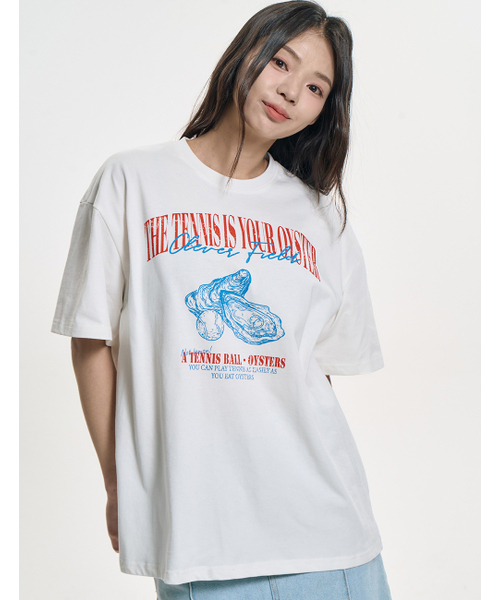 CLEVER FIELD(クレバーフィールド)の「オイスターグラフィックTシャツ_オフホワイト(Tシャツ/カットソー・レディース・ホワイト・SMALL/MEDIUM)」の4枚目の写真