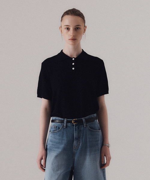 Classy ripple knit polo (чёрный)